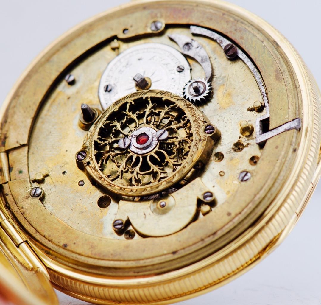 Antique 18K Gilt Vermeil Jaquemart Automaton Quarter Repeater Pocket Watch RARE