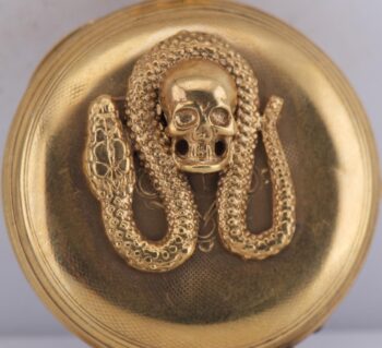 MUSEUM-QUALITY Antique French MEMENTO MORI Skull & Snake Vermeil Pocket Watch