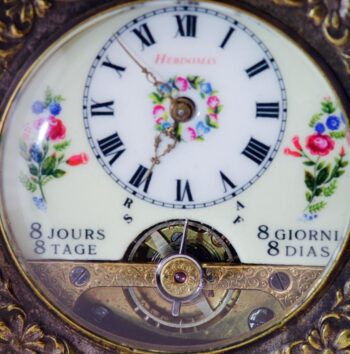 Antique Hebdomas 8-Day Miniature Carriage Clock | Art Nouveau Bronze Repoussé