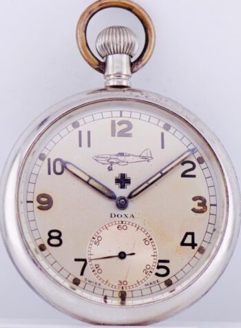 WWII Doxa Pocket Watch Military Pilot's Ace Award c1940's RARE Perfect Working