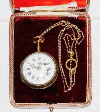 Lépine 18k Gold Diamond Marie Antoinette Skeleton Verge Fusee Pocket Watch c1780