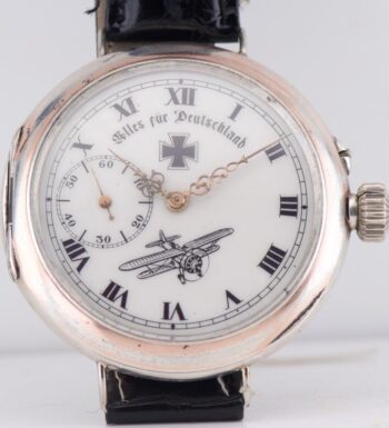 MUSEUM RARE WWI German Pilot Award Union Glashütte Solid Silver Watch 51mm