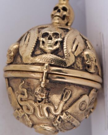 Museum Quality Antique Memento Mori Ormolu Verge Fusee Skull Pocket Watch c1750