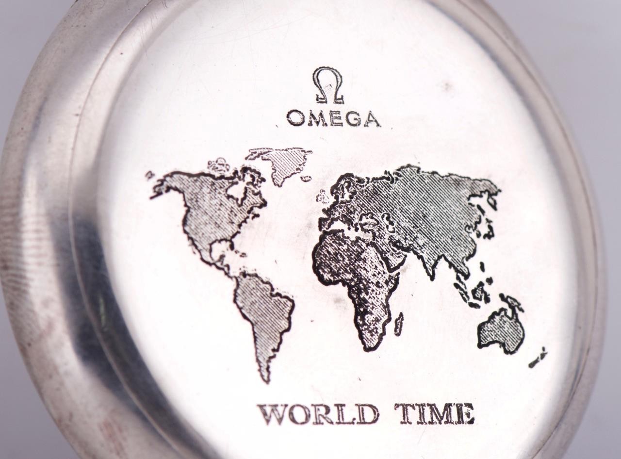 MUSEUM-GRADE RARE OMEGA Solid Silver GMT / World Time Complication Pocket Watch