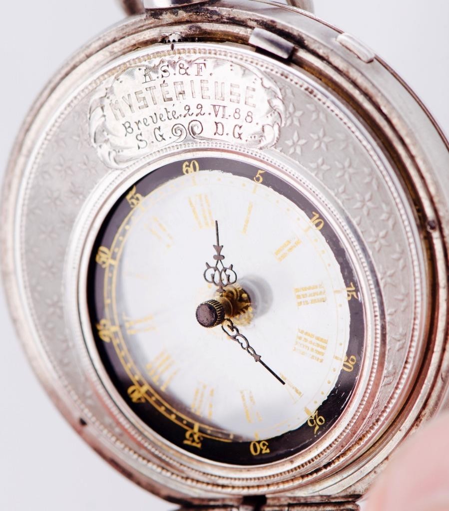 MUSEUM QUALITY: Extremely Rare Antique "Mystérieuse" Silver Mystery Pocket Watch