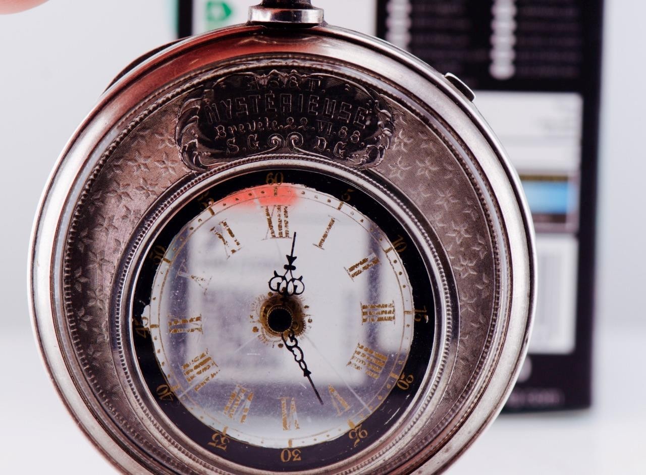 MUSEUM QUALITY: Extremely Rare Antique "Mystérieuse" Silver Mystery Pocket Watch
