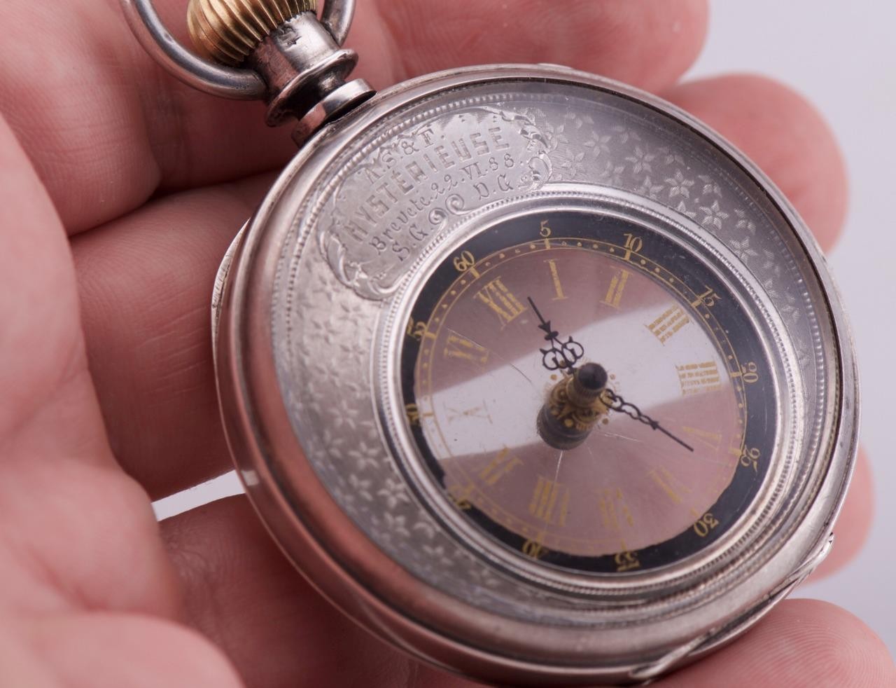 MUSEUM QUALITY: Extremely Rare Antique "Mystérieuse" Silver Mystery Pocket Watch