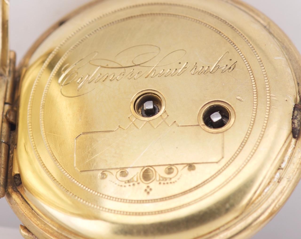Antique French Memento Mori Skull Pocket Watch – 18k Gilt Silver, Chain & Key