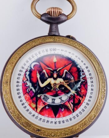 Antique Pocket Watch Occultist Baphomet Dial DIGITAL HOURS Single Hand c1890's