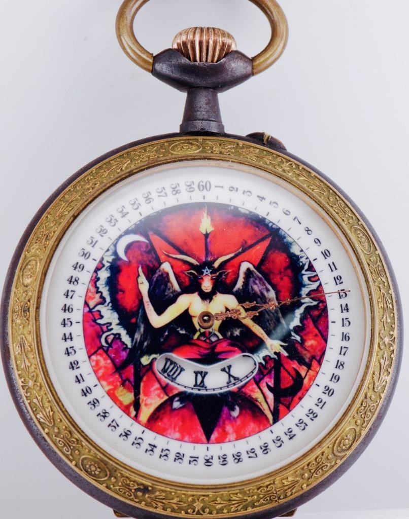 Antique Pocket Watch Occultist Baphomet Dial DIGITAL HOURS Single Hand c1890's
