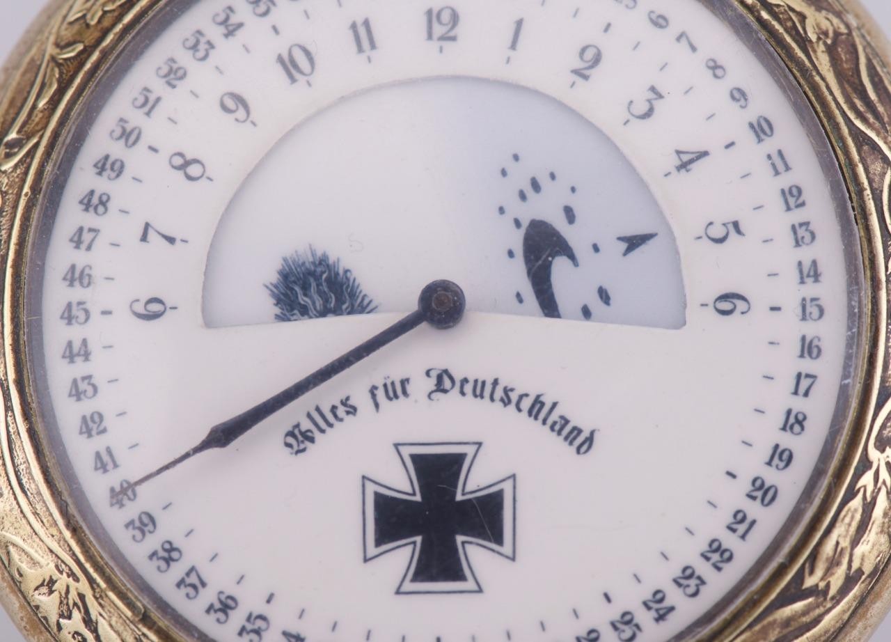 Oversized 70mm Antique WWI German Army Award Pocket Watch c.1916 – 24H Day/Night