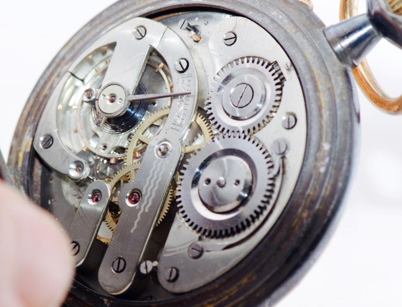 Oversize Antique Gunmetal Pocket Watch | Full Calendar & Moon Phase World Map