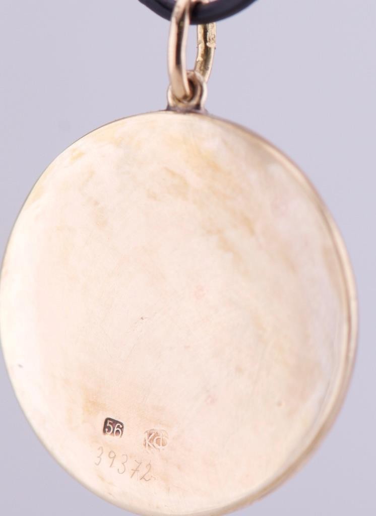 Antique FABERGE Gold Enamel Award Pendant c1913