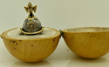 Antique Faberge Locket Pill Box Pendant Fob 14k Gold and Silver/Easter Egg Box