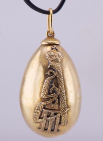 Antique FABERGE 18k Gilt Silver Easter Egg Pendant-Monogram of King C1880's