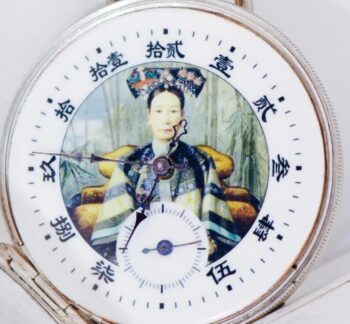 MUSEUM RARE Antique Silver Pocket Watch • Empress Cixi Qing Dynasty • Compass