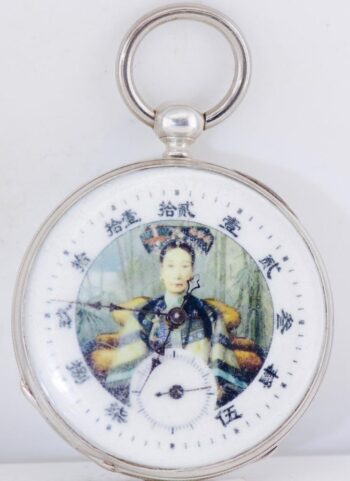 MUSEUM RARE Antique Silver Pocket Watch • Empress Cixi Qing Dynasty • Compass