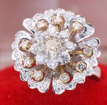 Authentic Vintage Tiffany & Co 18K Bicolor Gold Fancy Yellow Diamond Floral Ring