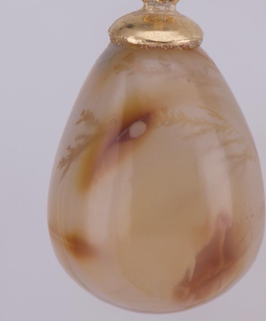 Antique Faberge Agate & 18k Gold Plated Silver Royal Monogram Easter Egg Pendant