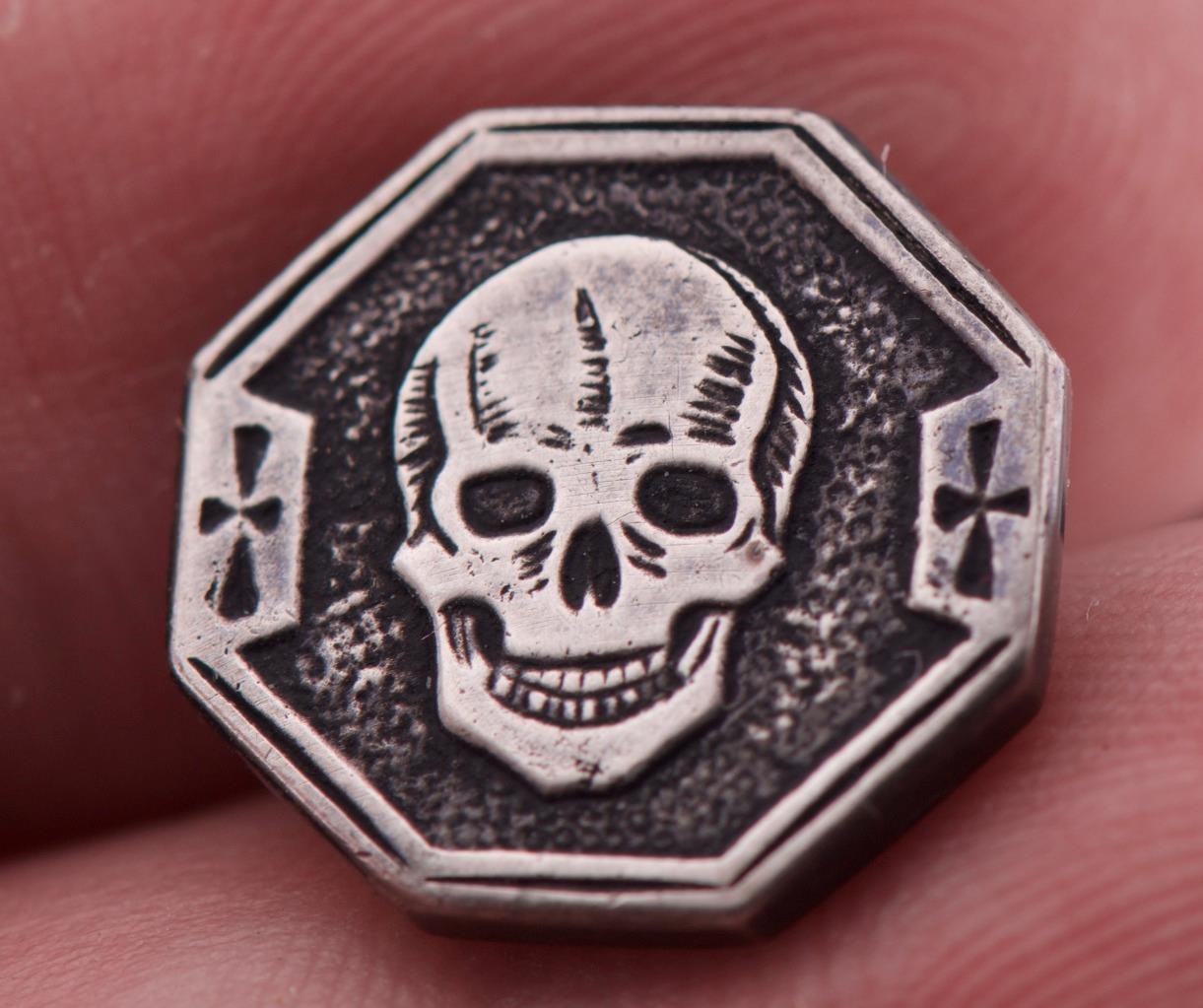 Rare Antique Victorian Memento Mori Sterling Silver Skull Cufflinks