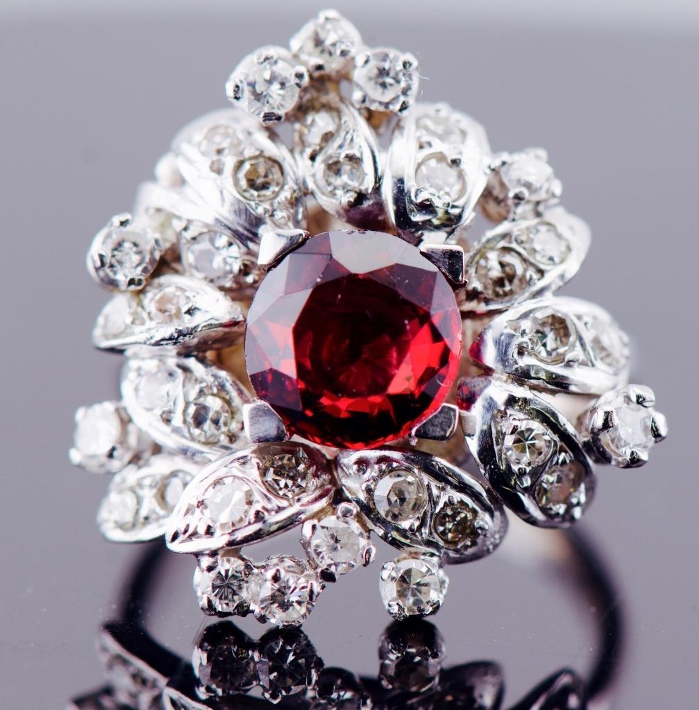 VINTAGE TIFFANY & CO 18K White Gold 1.5ct Rubellite Tourmaline & 2ctw Diamonds