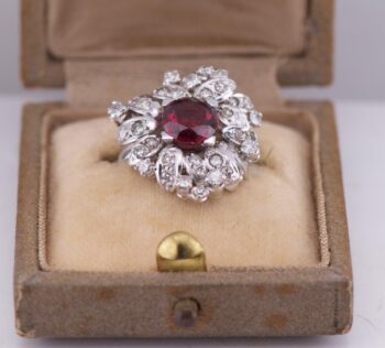 VINTAGE TIFFANY & CO 18K White Gold 1.5ct Rubellite Tourmaline & 2ctw Diamonds