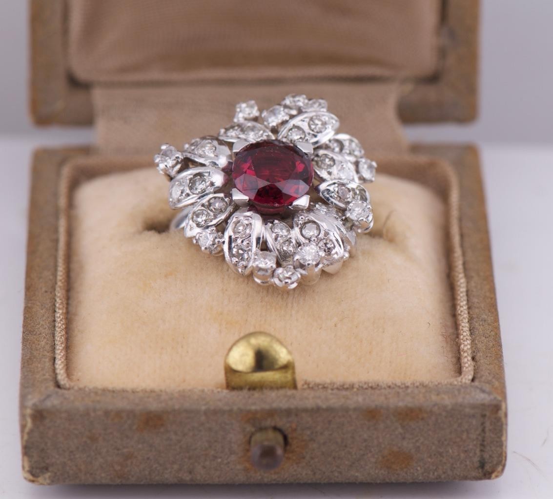VINTAGE TIFFANY & CO 18K White Gold 1.5ct Rubellite Tourmaline & 2ctw Diamonds