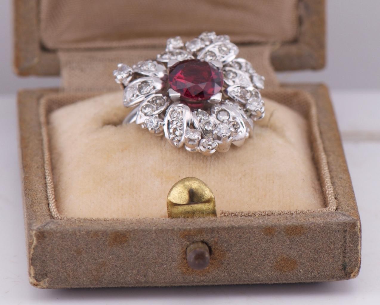 VINTAGE TIFFANY & CO 18K White Gold 1.5ct Rubellite Tourmaline & 2ctw Diamonds