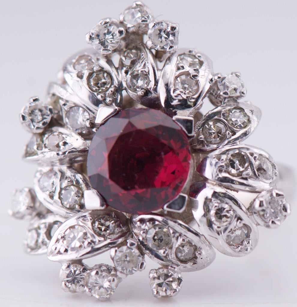 VINTAGE TIFFANY & CO 18K White Gold 1.5ct Rubellite Tourmaline & 2ctw Diamonds