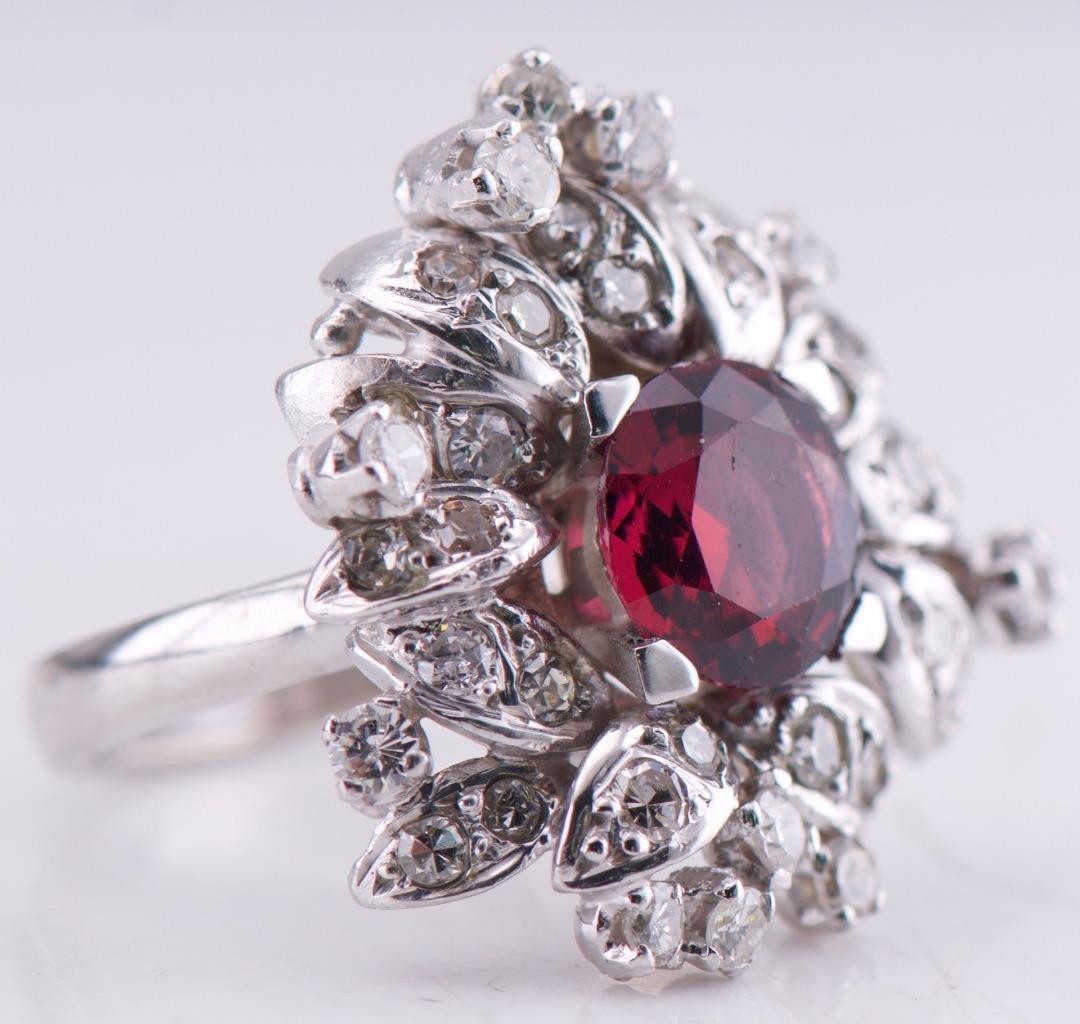 VINTAGE TIFFANY & CO 18K White Gold 1.5ct Rubellite Tourmaline & 2ctw Diamonds