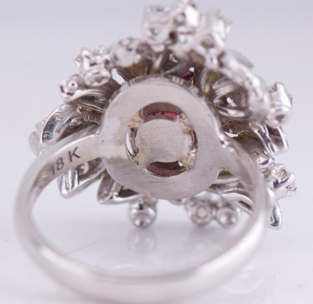 VINTAGE TIFFANY & CO 18K White Gold 1.5ct Rubellite Tourmaline & 2ctw Diamonds