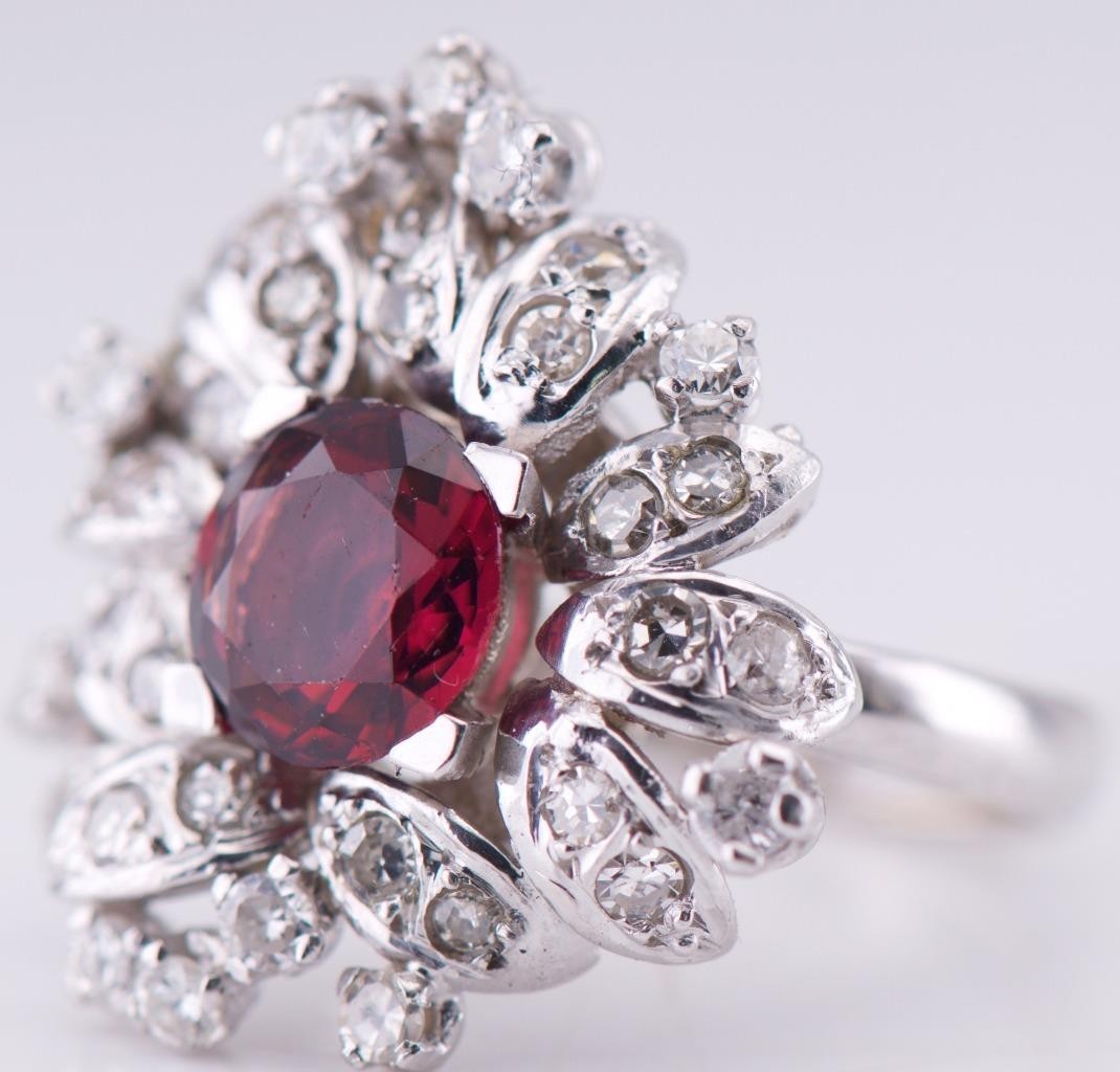 VINTAGE TIFFANY & CO 18K White Gold 1.5ct Rubellite Tourmaline & 2ctw Diamonds