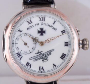 MUSEUM RARE WWI German Pilot Award Union Glashütte Solid Silver Watch 51mm