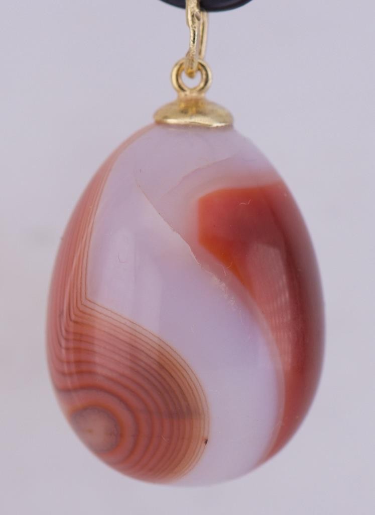 Antique FABERGE Hand Carved Agate Hard Stone Garnets Easter Egg Pendant