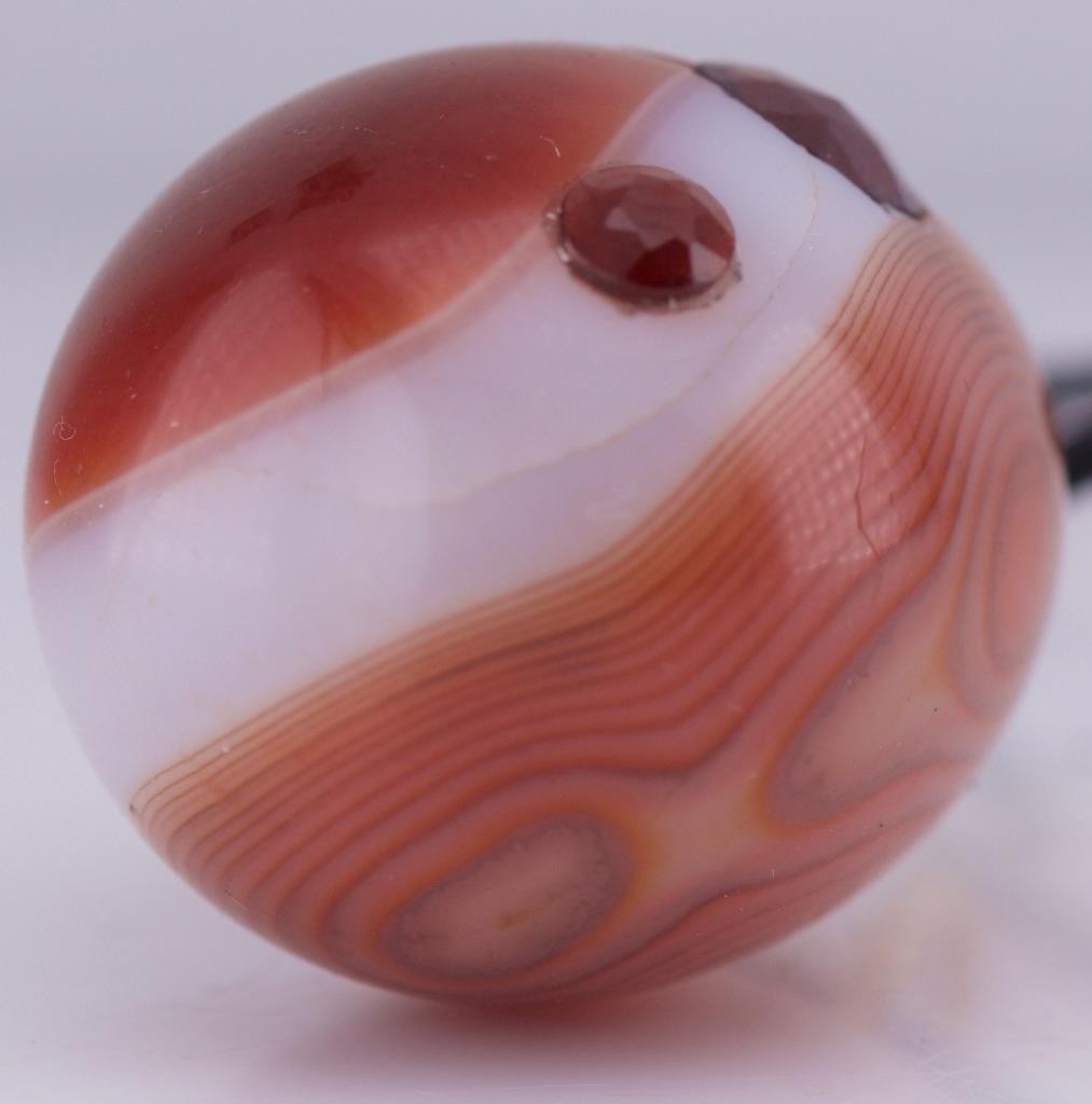 Antique FABERGE Hand Carved Agate Hard Stone Garnets Easter Egg Pendant