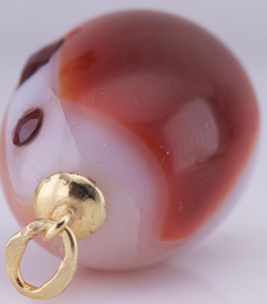 Antique FABERGE Hand Carved Agate Hard Stone Garnets Easter Egg Pendant