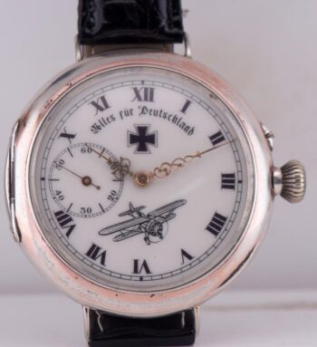 MUSEUM RARE WWI German Pilot Award Union Glashütte Solid Silver Watch 51mm