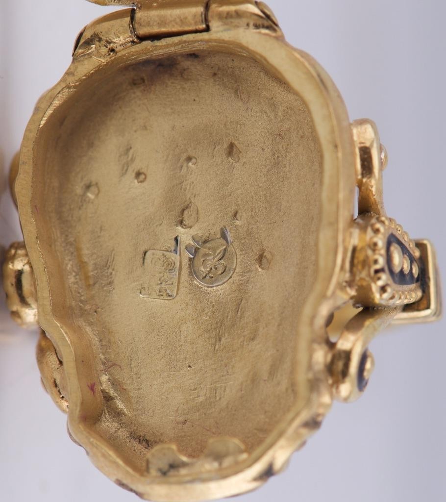 Antique Victorian Memento Mori "Tempus Fugit" Skull Poison Locket Ring – c.1870