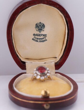 MUSEUM GRADE: Antique Faberge 14k Gold 1.77ct Ruby & 1ct Diamond Ring c1890's