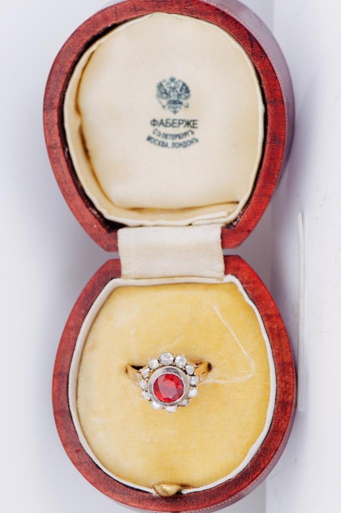 MUSEUM GRADE: Antique Faberge 14k Gold 1.77ct Ruby & 1ct Diamond Ring c1890's