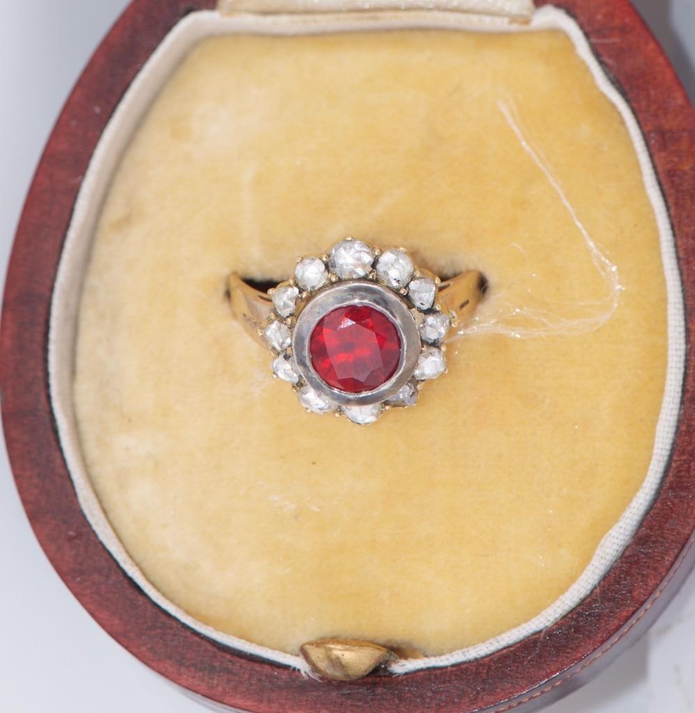 MUSEUM GRADE: Antique Faberge 14k Gold 1.77ct Ruby & 1ct Diamond Ring c1890's