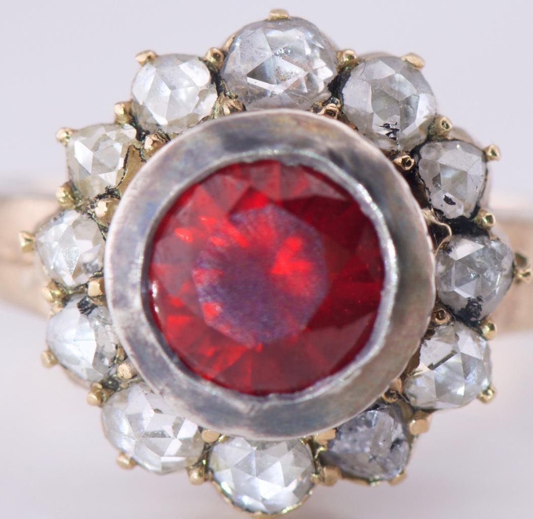 MUSEUM GRADE: Antique Faberge 14k Gold 1.77ct Ruby & 1ct Diamond Ring c1890's