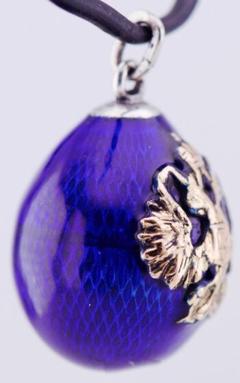 Antique Empire FABERGE Silver Gold Enamel Easter Egg Pendant