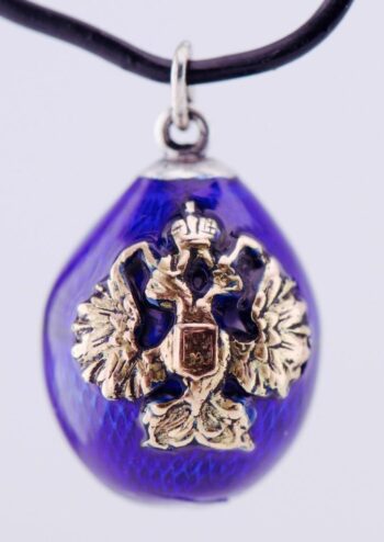 Antique Empire FABERGE Silver Gold Enamel Easter Egg Pendant