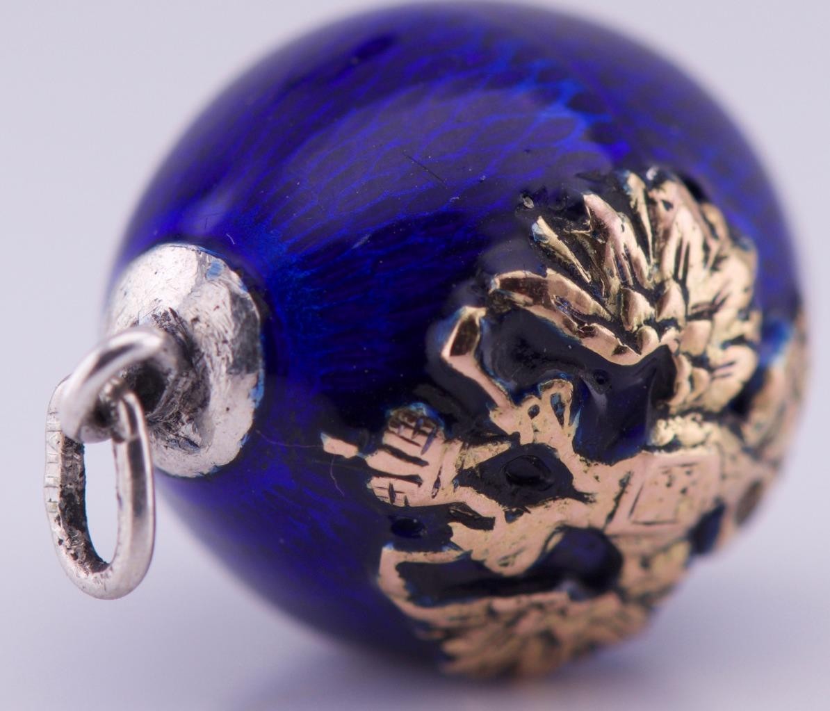 Antique Empire FABERGE Silver Gold Enamel Easter Egg Pendant