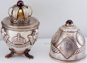 Antique Imperial Ovchinnikov Silver Orthodox Easter Egg c1890 Carved