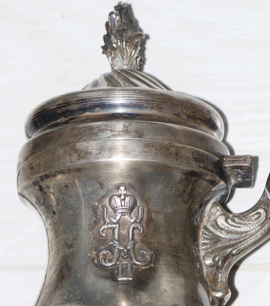 Antique Faberge Solid Silver Presentation Jug Tsar Nicholas II Monogram 1896