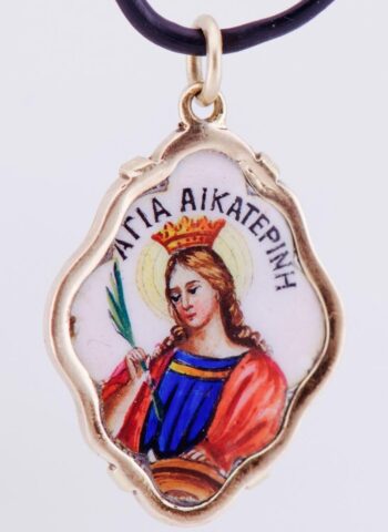 Antique FABERGE 14k Gold and Hand Painted Enamel Icon Pendant c1880