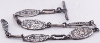 1916 WWI Imperial German Army Officer Award Pocket Watch Silver Chain Fob