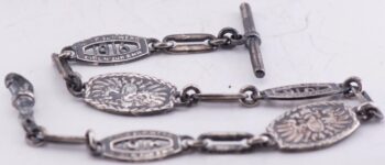 1916 WWI Imperial German Army Officer Award Pocket Watch Silver Chain Fob